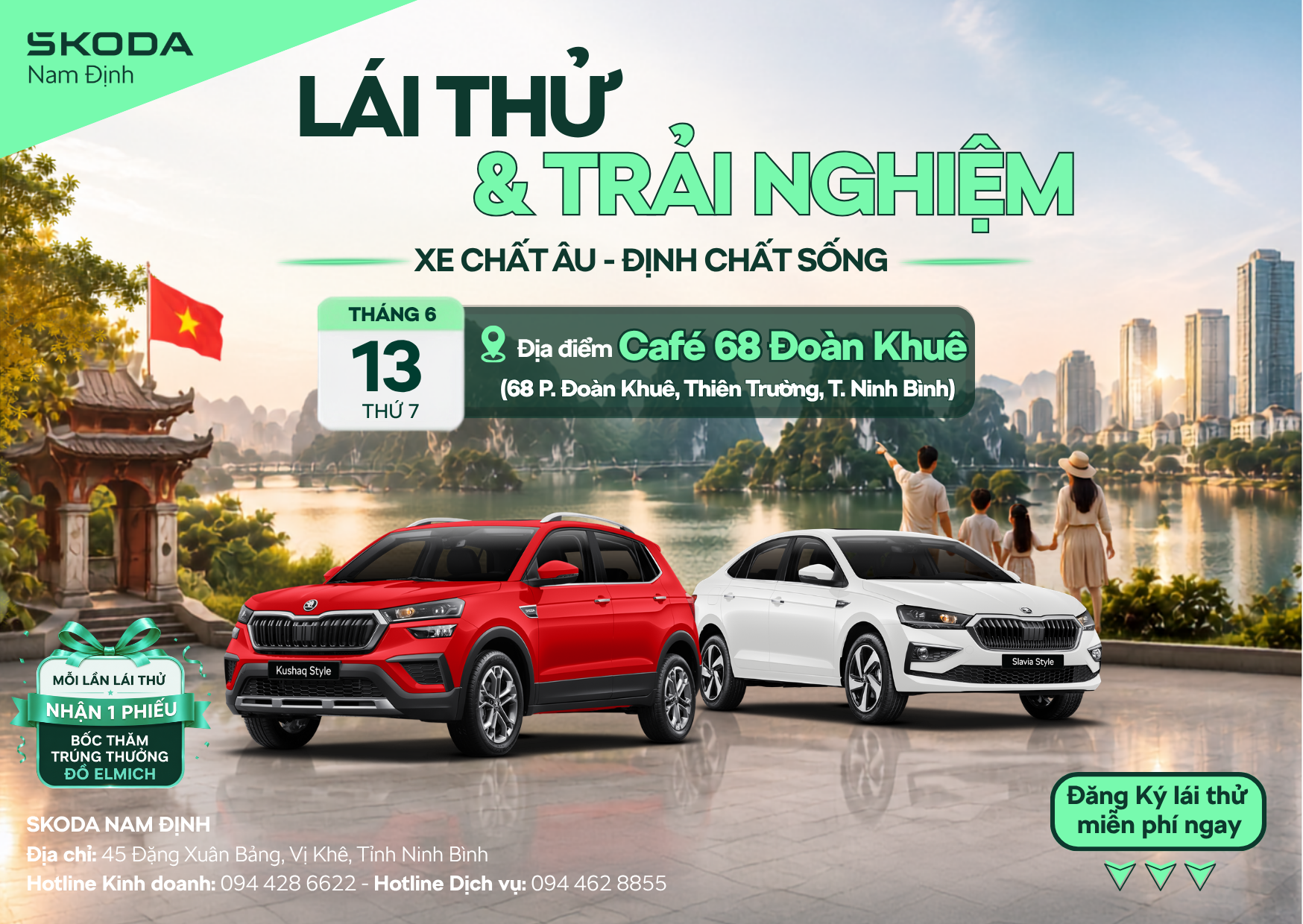 Lái Thử Xe Skoda Nam Định tại Cafe 68 Đoàn Khuê